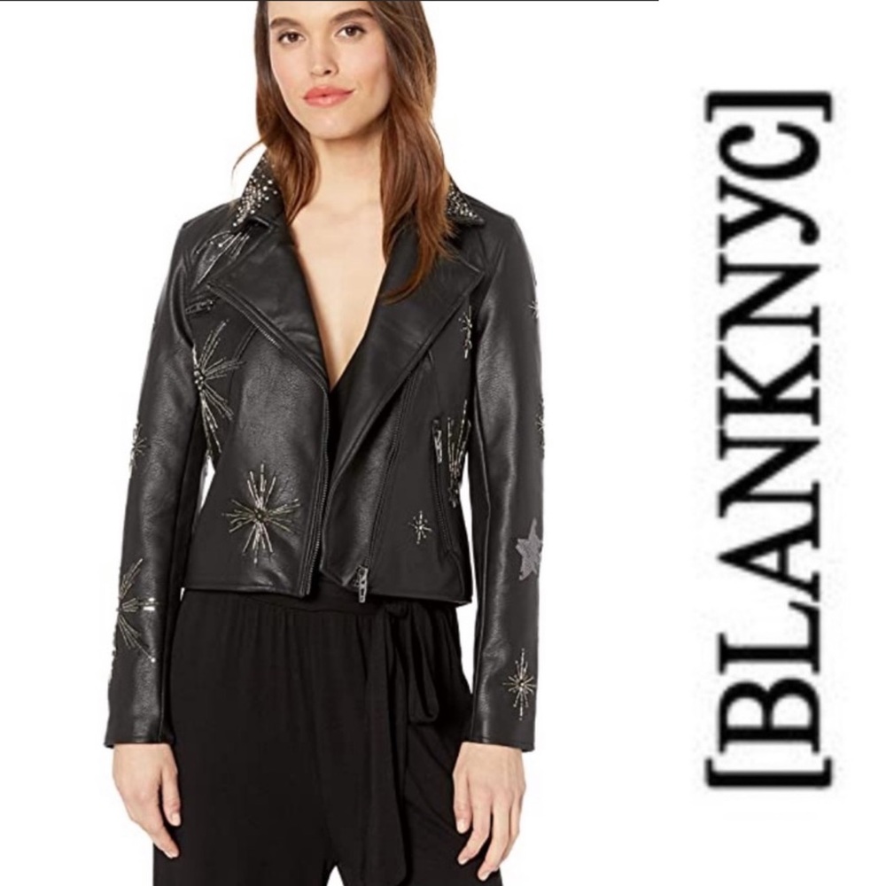 BlankNYC star struck black vegan leather jacket